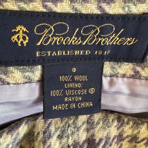 BROOKS BROTHERS Wool Box Pleated Houndstooth Skirt Purple Tweed Preppy Size 8 - Picture 7 of 7